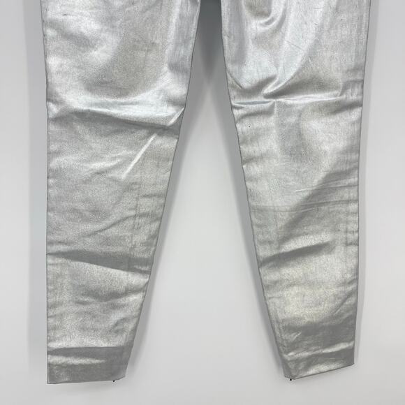 KHAITE | Dresden Silver Metallic Low Rise Skinny Stretch Twill Ankle Zip Pants 4 - Picture 14 of 16